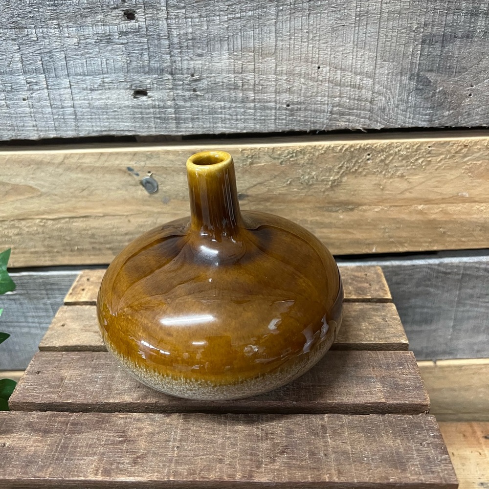 Vintage Brown Art Glaze Pottery Style Bud Vase